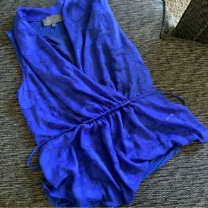 Royal Blue Floral Blouse 2 piece